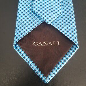Canali 100% Silk Men's Tie, Navy, Light Blue & White